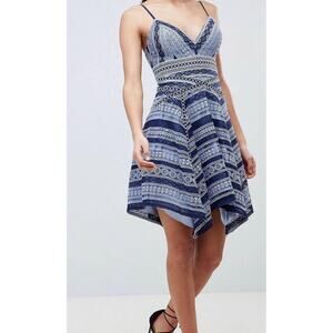 Ever New Linear Handkerchief Mini Dress Women 2 Blue Coquette Party Nautical